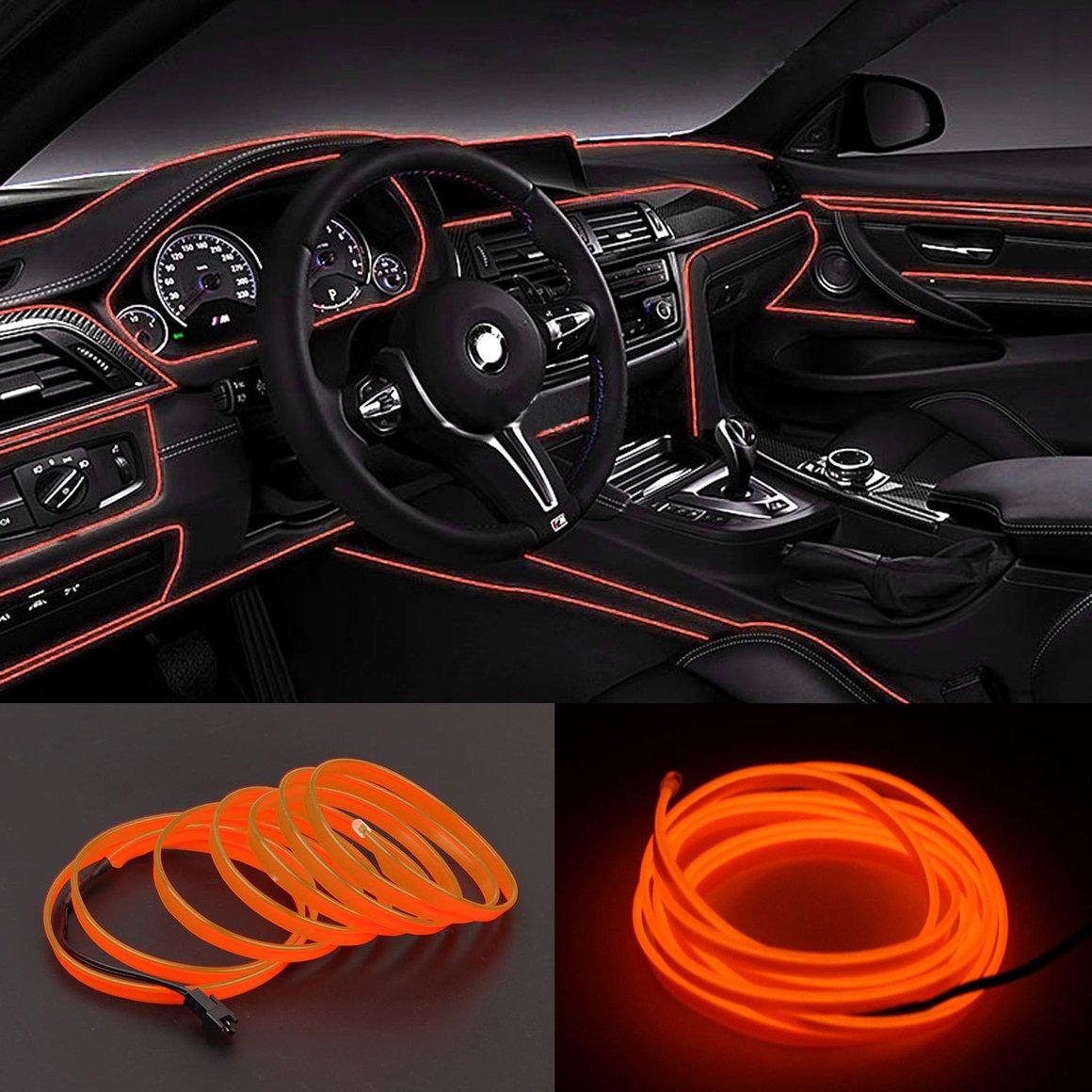 Εύκαμπτο Φωτιζόμενο LED Καλώδιο Neon 12V για Εσωτερική Διακόσμηση Αυτοκινήτου 5m  El Wire-ΠΟΡΤΟΚΑΛΙ